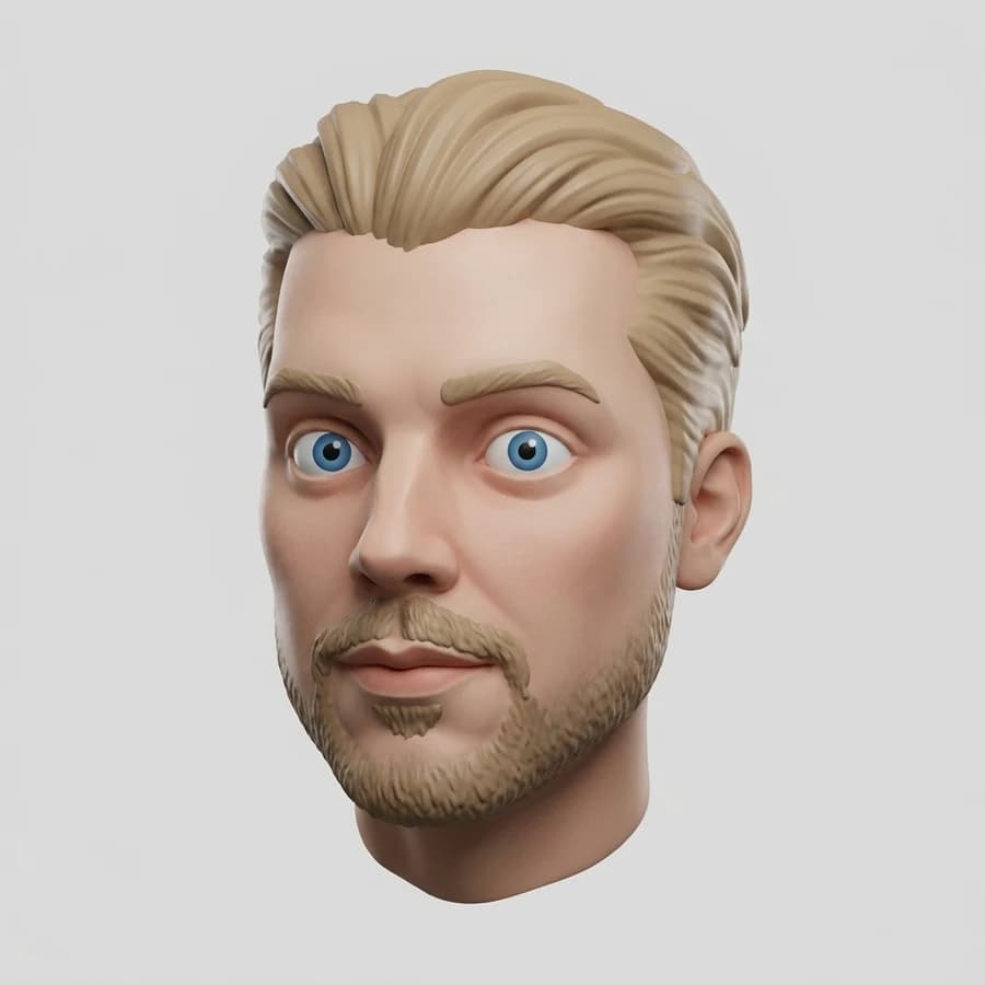 Jesse’s digital head concept from our first pencil-topper experiment